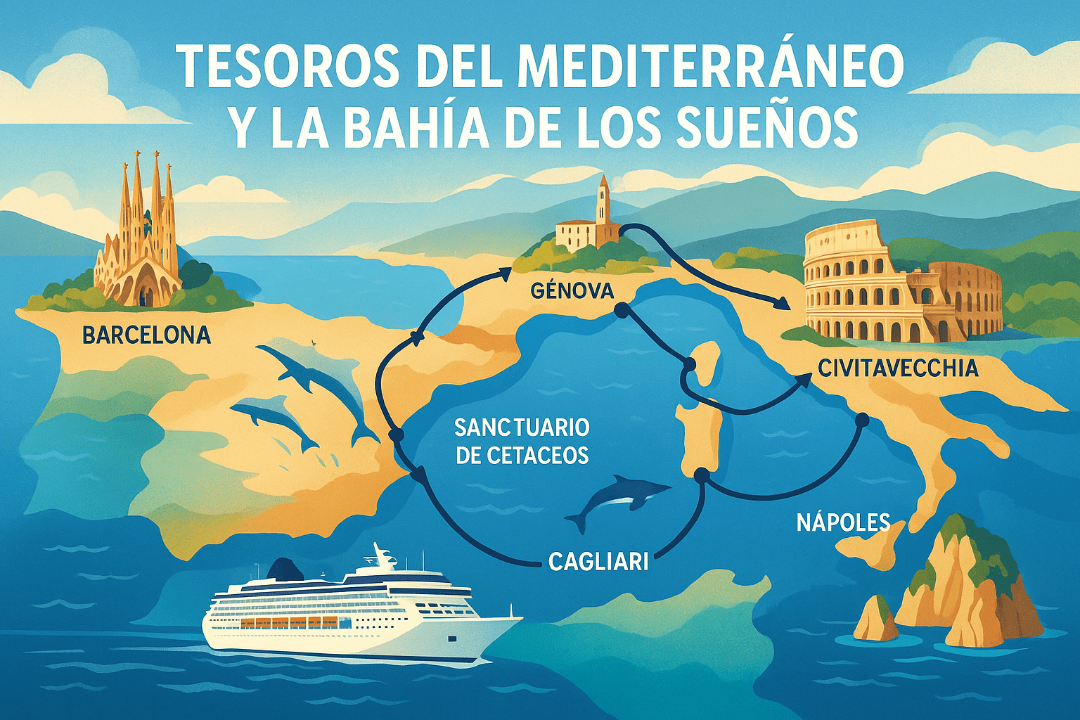 Ruta completa del crucero por el Mediterráneo desde Barcelona