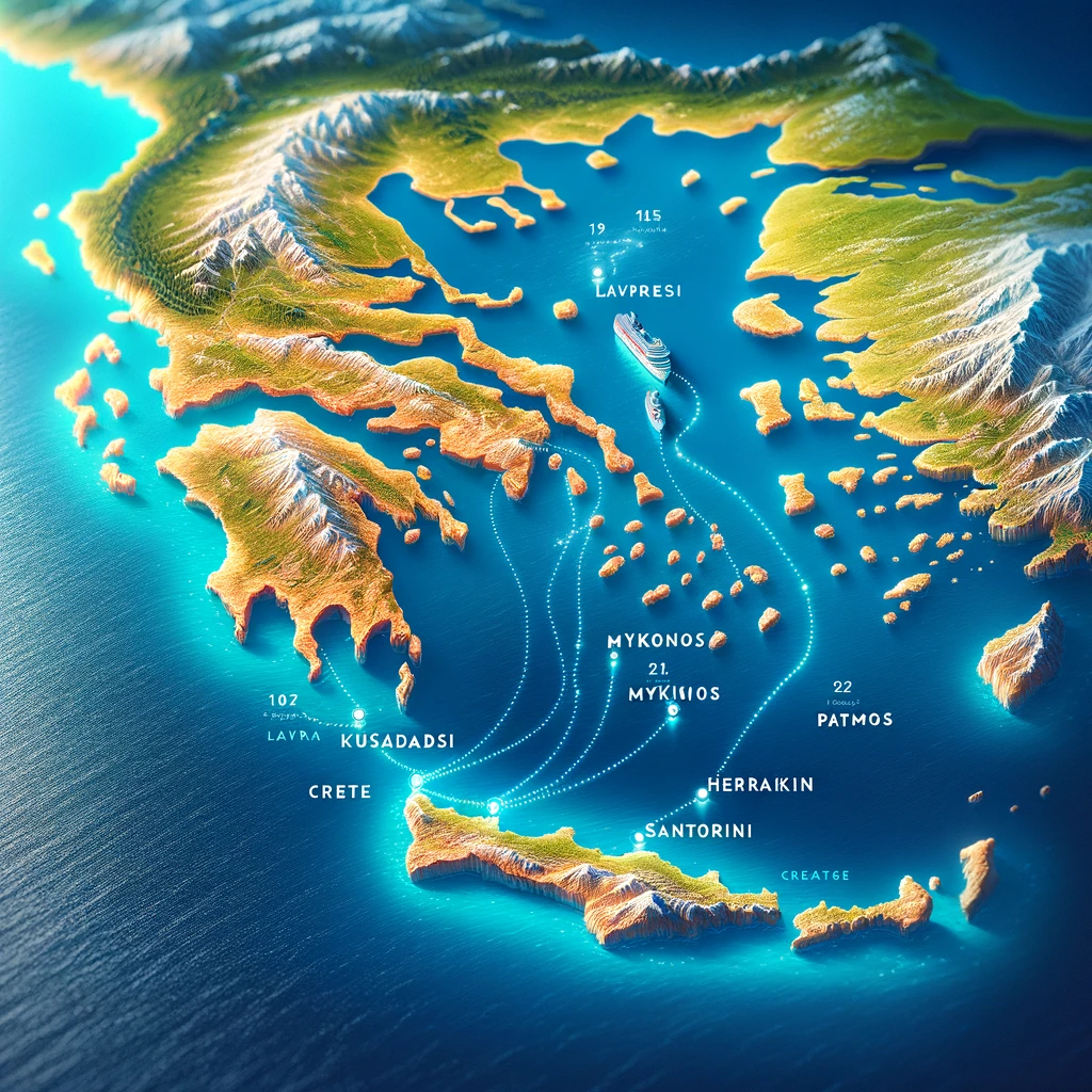 Mapa de la ruta turquia grecia