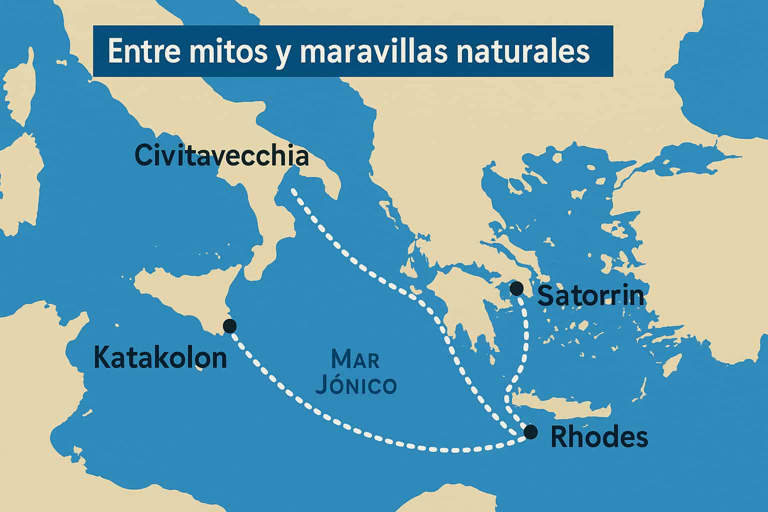 Mapa-de-la-ruta-en-crucero-Entre-mitos y maravillas naturales-con-escalas-en-Grecia,-Italia-y-navegación- por-el-mar-Jónico.